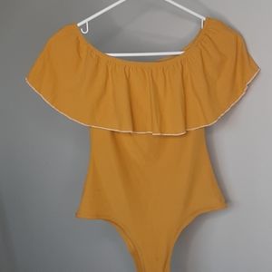 Yellow off the shoulder bodysuit